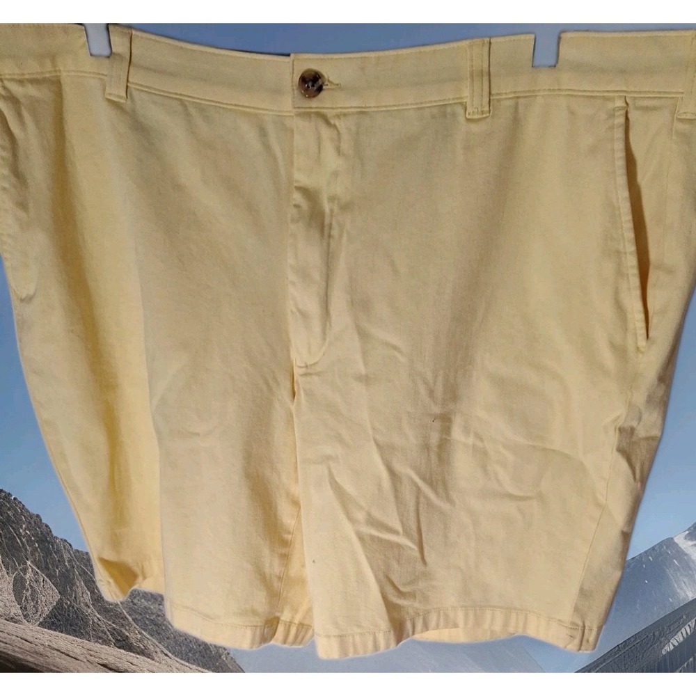 Mens Club Room Yellow Classic Shorts 44W 9"Inseam 26" Leg Open Cotton Blend 262